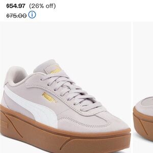 PUMA Women's Gray and White Sneakers with Gold Accents